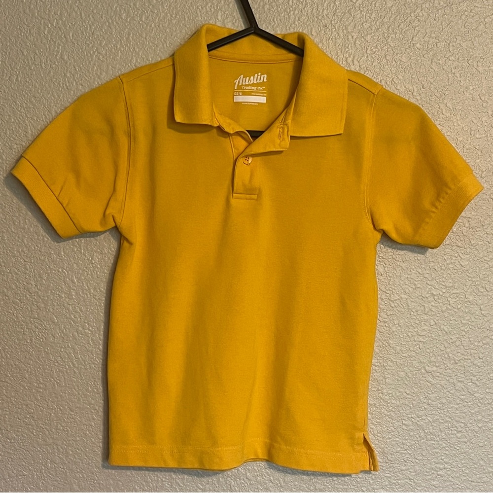 Austin Trading Co. Boys Size 5/6 S Yellow Short Sleeve Polo Uniform Shirt